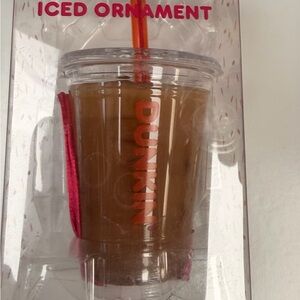 Dunkin Iced Coffee Ornament 2025 with Pink and Orange Accents